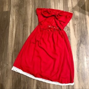 Strapless red sundress